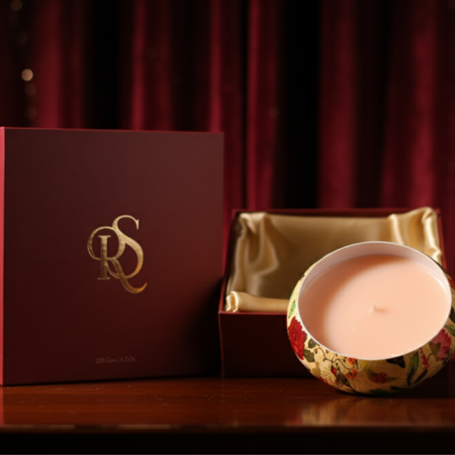 Luxury 4" Rose Scented Candle in Printed Urli - Dev Tandoor Industries